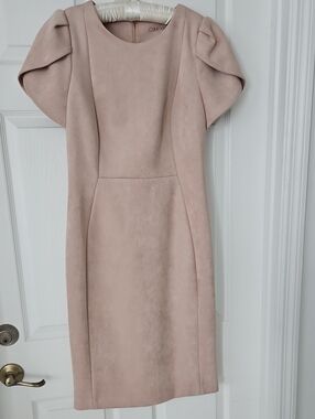 Calvin Klein Blush Pink Faux Suede Midi Sheath Dress